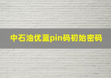 中石油优蓝pin码初始密码