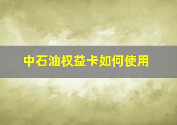 中石油权益卡如何使用(