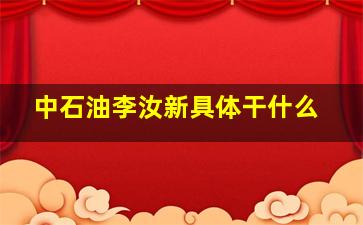 中石油李汝新具体干什么