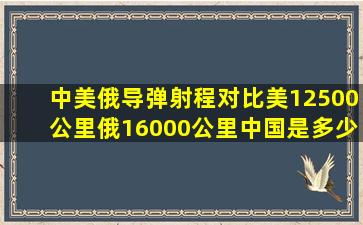 中美俄导弹射程对比,美12500公里,俄16000公里,中国是多少 