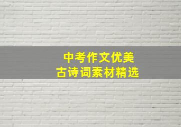 中考作文优美古诗词素材精选