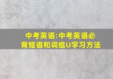 中考英语:中考英语必背短语和词组U学习方法