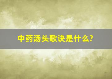 中药汤头歌诀是什么?