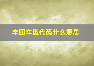 丰田车型代码什么意思