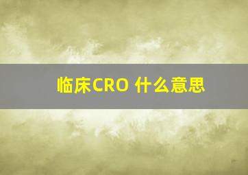 临床CRO 什么意思