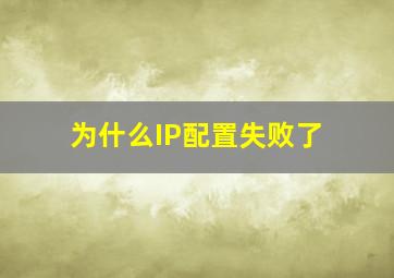 为什么IP配置失败了