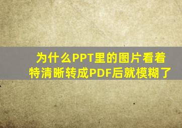 为什么PPT里的图片看着特清晰转成PDF后就模糊了