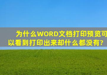 为什么WORD文档打印预览可以看到,打印出来却什么都没有?