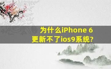 为什么iPhone 6更新不了ios9系统?