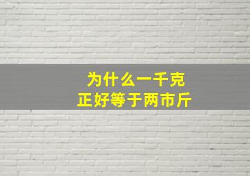 为什么一千克正好等于两市斤