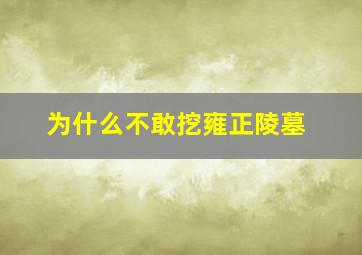 为什么不敢挖雍正陵墓