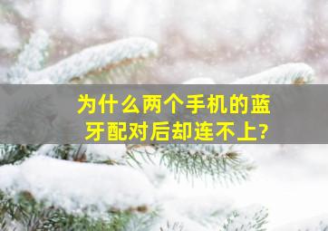 为什么两个手机的蓝牙配对后却连不上?