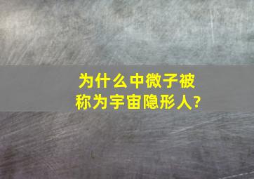 为什么中微子被称为宇宙隐形人?