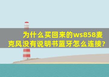 为什么买回来的ws858麦克风没有说明书,蓝牙怎么连接?