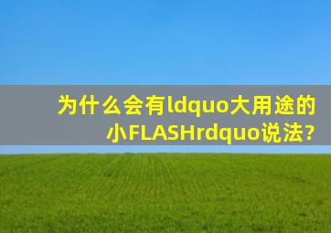 为什么会有“大用途的小FLASH”说法?