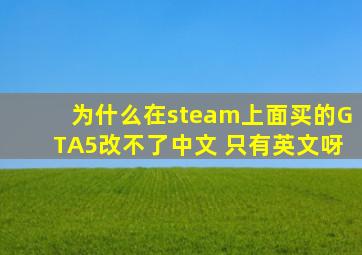 为什么在steam上面买的GTA5改不了中文 只有英文呀