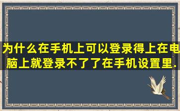 为什么在手机上可以登录得上,在电脑上就登录不了了,在手机设置里...