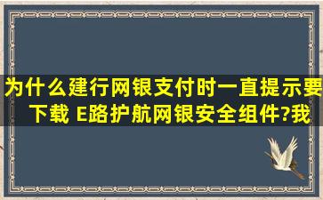 为什么建行网银支付时一直提示要下载 E路护航网银安全组件?我已经...