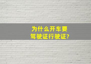 为什么开车要驾驶证行驶证?