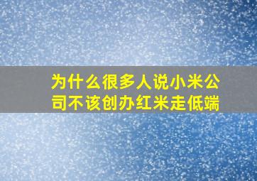 为什么很多人说小米公司不该创办红米走低端(