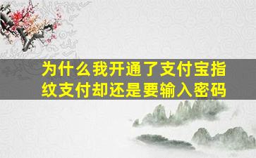 为什么我开通了支付宝指纹支付却还是要输入密码