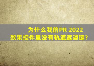 为什么我的PR 2022效果控件里没有轨道遮罩键?