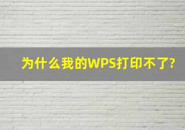 为什么我的WPS打印不了?