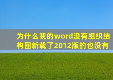 为什么我的word没有组织结构图,新载了2012版的也没有