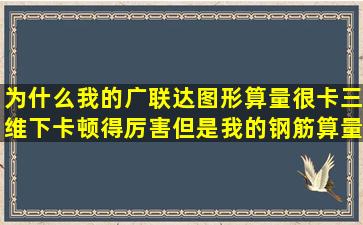 为什么我的广联达图形算量很卡,三维下卡顿得厉害,但是我的钢筋算量...