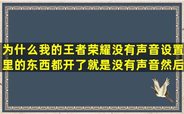 为什么我的王者荣耀没有声音,设置里的东西都开了,就是没有声音,然后...