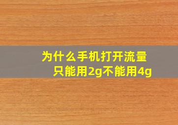 为什么手机打开流量,只能用2g不能用4g