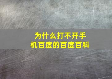 为什么打不开手机百度的百度百科