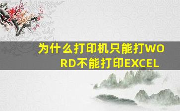 为什么打印机只能打WORD不能打印EXCEL,