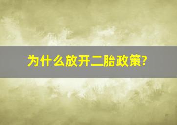 为什么放开二胎政策?