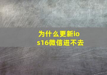 为什么更新ios16微信进不去