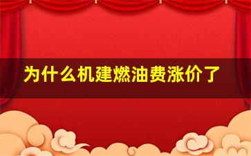 为什么机建燃油费涨价了