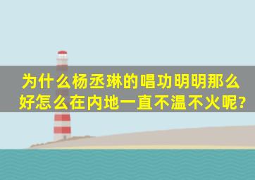 为什么杨丞琳的唱功明明那么好,怎么在内地一直不温不火呢?