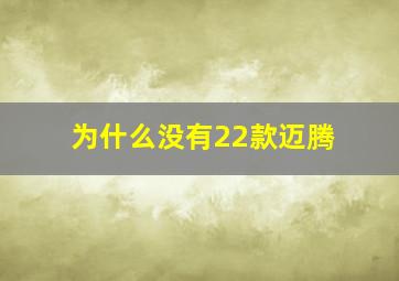 为什么没有22款迈腾