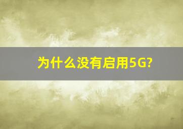 为什么没有启用5G?