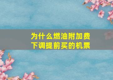 为什么燃油附加费下调,提前买的机票