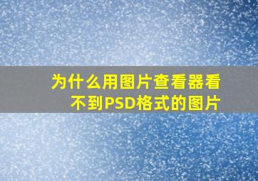 为什么用图片查看器看不到PSD格式的图片