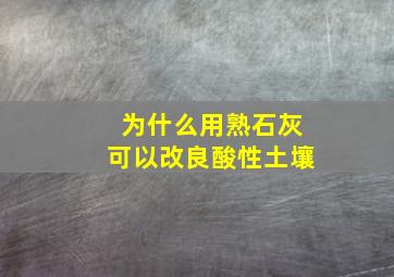 为什么用熟石灰可以改良酸性土壤