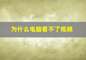 为什么电脑看不了视频