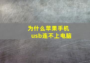 为什么苹果手机usb连不上电脑