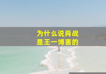 为什么说肖战是王一博害的