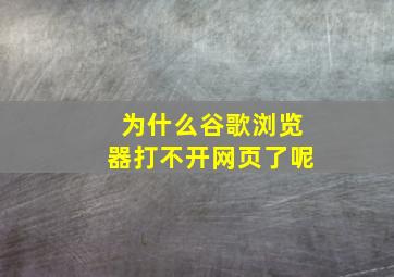 为什么谷歌浏览器打不开网页了呢