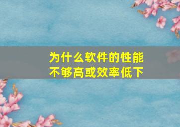 为什么软件的性能不够高或效率低下