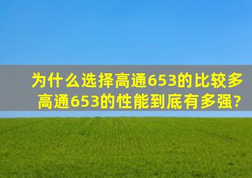 为什么选择高通653的比较多,高通653的性能到底有多强?