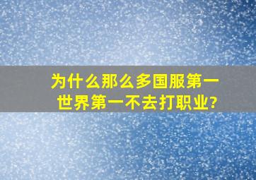 为什么那么多国服第一、世界第一不去打职业?