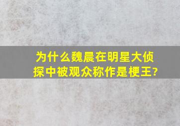 为什么魏晨在《明星大侦探》中被观众称作是梗王?